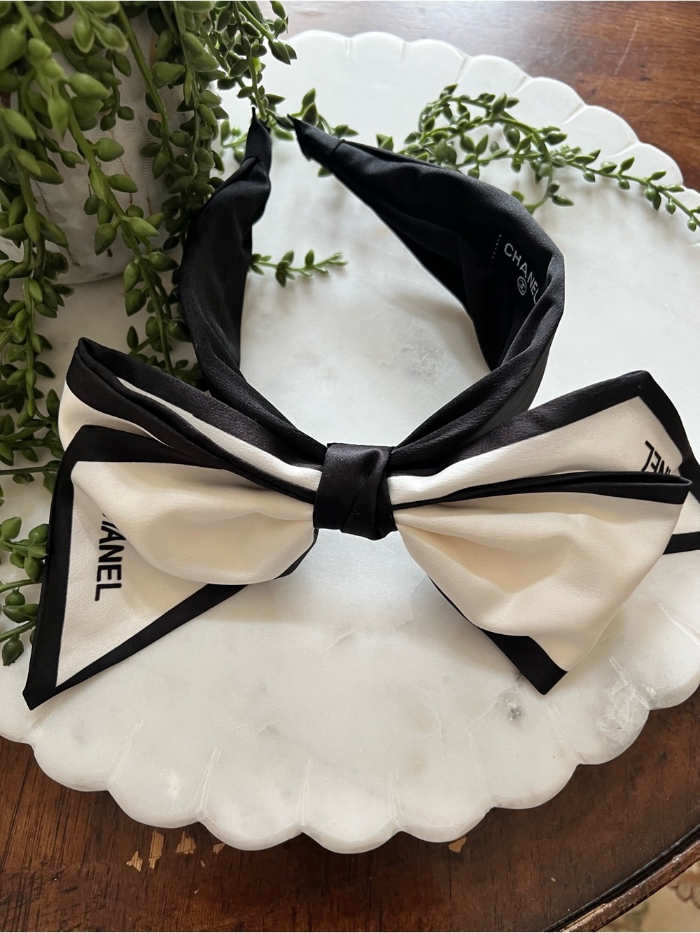 CC Black & Off White Bow Headband